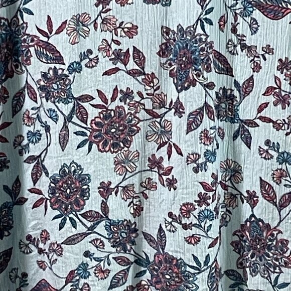 J. JILL Boho Floral Peasant Blouse 3/4 Sleeve Tassel Tie V-Neck, Aqua/Pink - XL - Picture 7 of 11